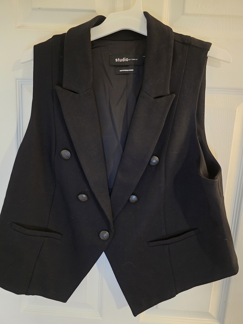 torrid Black Double-Breasted Sleeveless Blazer Vest